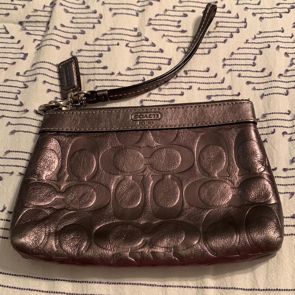 Silver coach wristlet